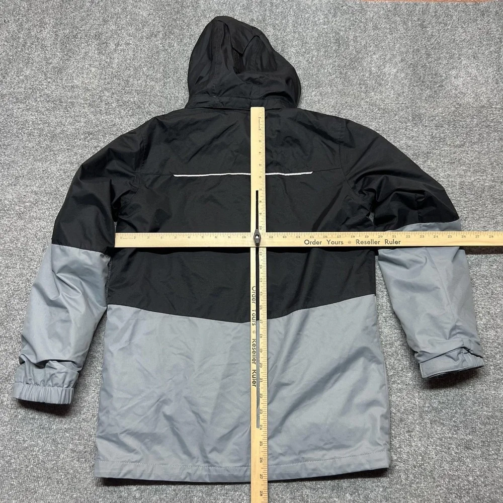 Columbia Jacket Youth Large 14/16 Black Gray Interchange Omni-Heat Hooded Winter